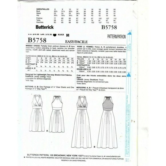 Butterick B5758 Misses 6 to 14 Maggy London Crossover Dress UNCUT Sewing Pattern - Picture 2 of 2